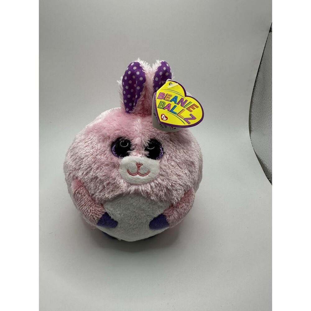 NEW Ty Beanie Ballz Carnation 5” Pink Bunny Ball Plush Retired 2014